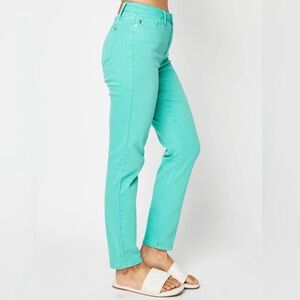 Judy Blue Jeans Dyed Garment Aquamarine High Rise Slim Casual Stretch SZ 3/26